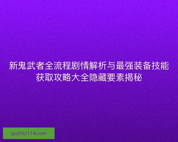 新鬼武者全流程剧情解析与最强装备技能获取攻略大全隐藏要素揭秘